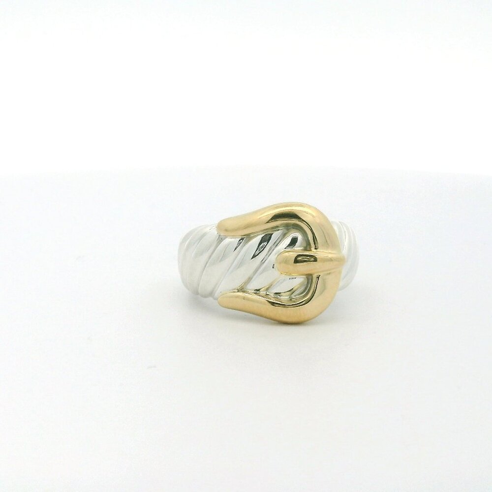 David Yurman Sterling/18k Buckle Band Ring - Size 6.75